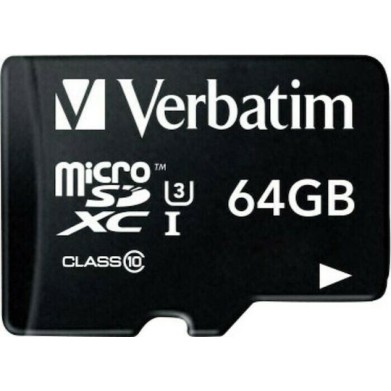Verbatim Pro microSDXC 64GB Class 10 U3 UHS-I με αντάπτορα