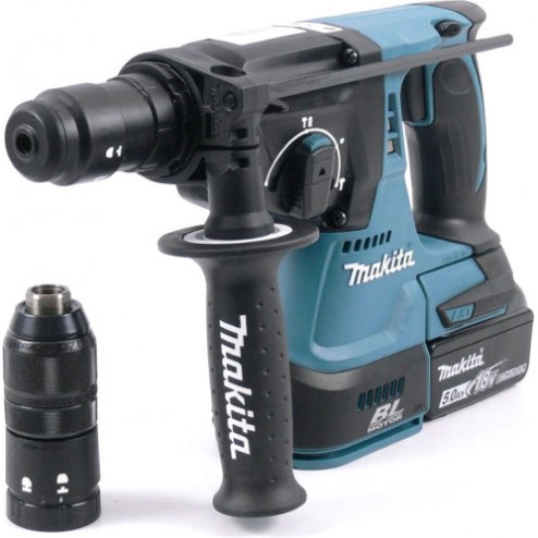 Makita Κρουστικό Σκαπτικό Πιστολέτο Μπαταρίας Brushless 18V 2x5Ah με Υποδοχή SDS Plus / Ταχείας