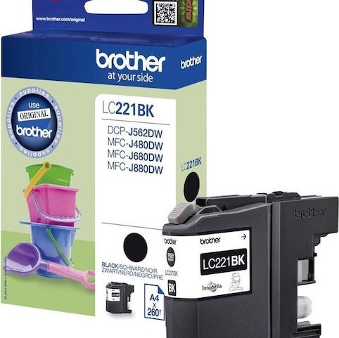 Brother LC221 Γνήσιο Μελάνι Εκτυπωτή InkJet Μαύρο (LC-221BK)