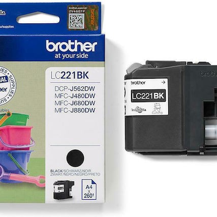 Brother LC221 Γνήσιο Μελάνι Εκτυπωτή InkJet Μαύρο (LC-221BK)