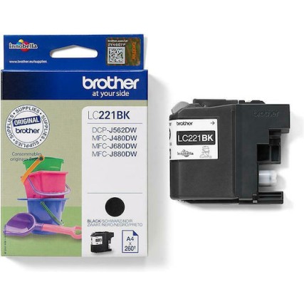 Brother LC221 Γνήσιο Μελάνι Εκτυπωτή InkJet Μαύρο (LC-221BK)