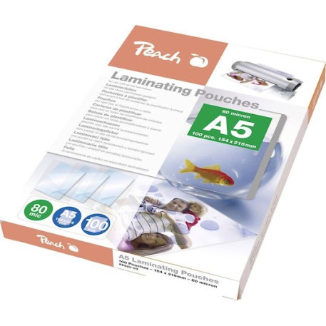 Peach Ζελατίνες Πλαστικοποίησης A5 80 microns 100τμχ