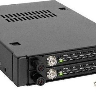 Icy Dock ToughArmor EX Industrial Rugged Full Metal 2x 2.5 Inch SATA/SAS HDD/SSD Mobile Rack for External 3.5 Inch Drive Bay Μαύρο (MB492SKL-B)