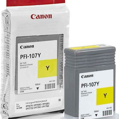 Canon PFI-107 Γνήσιο Μελάνι Εκτυπωτή InkJet Κίτρινο (6708B001)