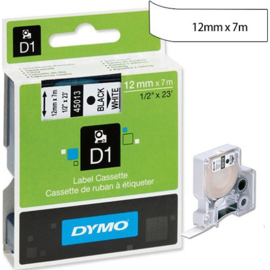 Dymo 45013 Ταινία Ετικετογράφου 7m x 12mm σε Λευκό Χρώμα