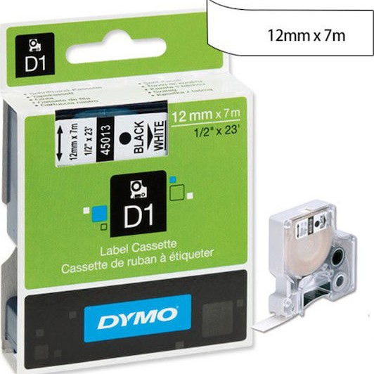 Dymo 45013 Ταινία Ετικετογράφου 7m x 12mm σε Λευκό Χρώμα