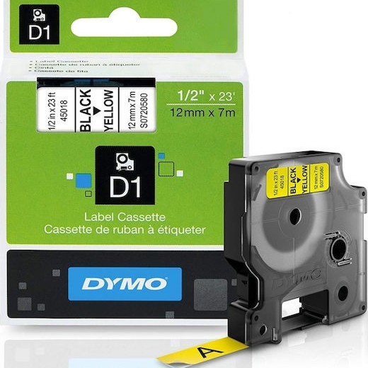 Dymo 45018 Ταινία Ετικετογράφου 7m x 12mm σε Κίτρινο Χρώμα