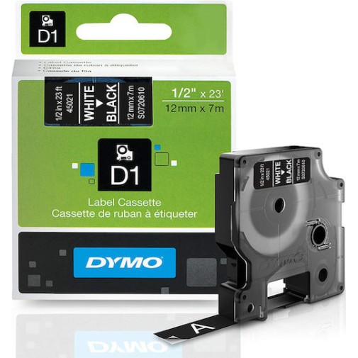 Dymo Ταινία Ετικετογράφου 7m x 12mm σε Μαύρο Χρώμα