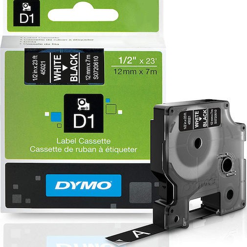 Dymo Ταινία Ετικετογράφου 7m x 12mm σε Μαύρο Χρώμα