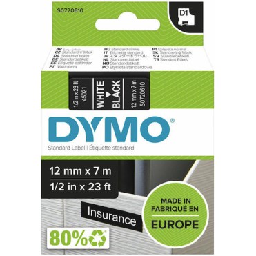 Dymo Ταινία Ετικετογράφου 7m x 12mm σε Μαύρο Χρώμα