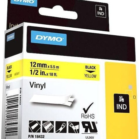 Dymo 18432 Ταινία Ετικετογράφου 5m x 12mm σε Κίτρινο Χρώμα