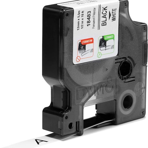 Dymo IND Permanent Polyester Ταινία Ετικετογράφου 5.5m x 12mm σε Λευκό Χρώμα