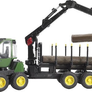 Bruder Τρακτέρ John Deere με Γερανό & 4 Κορμούς