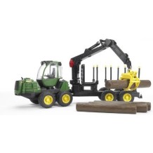 Bruder Τρακτέρ John Deere με Γερανό & 4 Κορμούς