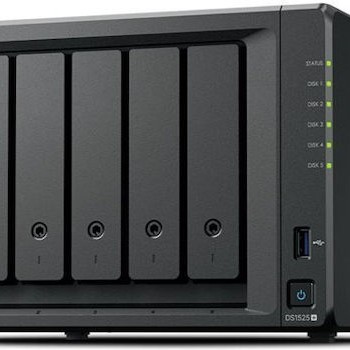 Synology DiskStation DS1525+ NAS Tower με 5 θέσεις για HDD/M.2/SSD και 2 θύρες Ethernet