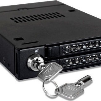 Icy Dock ToughArmor Rugged Full Metal Dual Bay RAID 2.5 Inch SATA HDD/SSD Mobile Rack for External 3.5 Inch Drive Bay Μαύρο (MB992SKR-B)