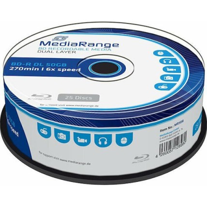 MediaRange Εγγράψιμα BD-R 6x Dual Layer 50GB Cake Box 25τμχ