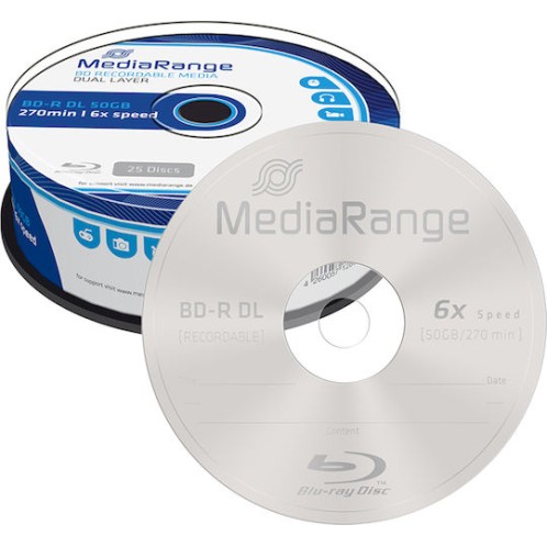 MediaRange Εγγράψιμα BD-R 6x Dual Layer 50GB Cake Box 25τμχ