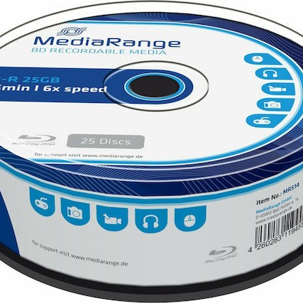 MediaRange Εγγράψιμα BD-R 6x 25GB Cake Box 25τμχ