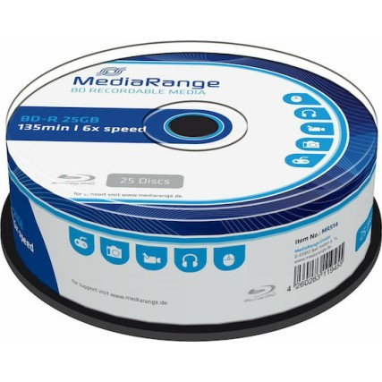 MediaRange Εγγράψιμα BD-R 6x 25GB Cake Box 25τμχ