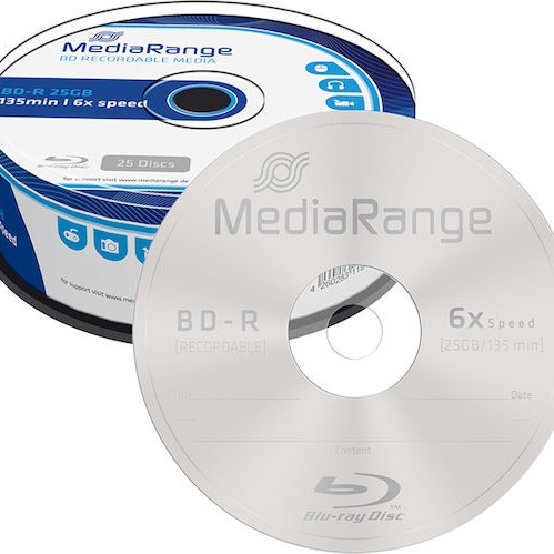 MediaRange Εγγράψιμα BD-R 6x 25GB Cake Box 25τμχ