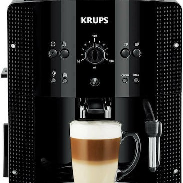 Krups Αυτόματη Μηχανή Espresso 1450W Πίεσης 15bar με Μύλο Άλεσης Μαύρη EA8108
