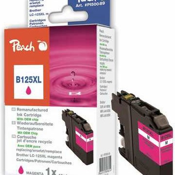 Peach Συμβατό Μελάνι Εκτυπωτή InkJet Brother LC-125XL 15ml Ματζέντα 1τμχ