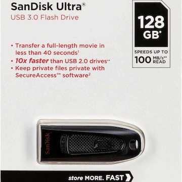 Sandisk Ultra 128GB USB 3.0 Stick Μαύρο