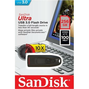 Sandisk Ultra 256GB USB 3.0 Stick Μαύρο