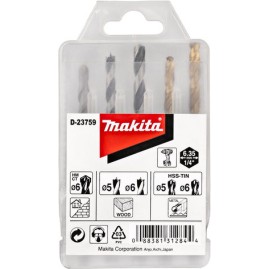 Makita Σετ 5 Τρυπάνια με Εξάγωνο Στέλεχος για Μέταλλο, Ξύλο και Δομικά Υλικά