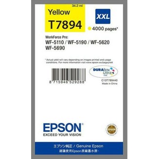 Epson T7894XXL Γνήσιο Μελάνι Εκτυπωτή InkJet Κίτρινο (C13T789440)