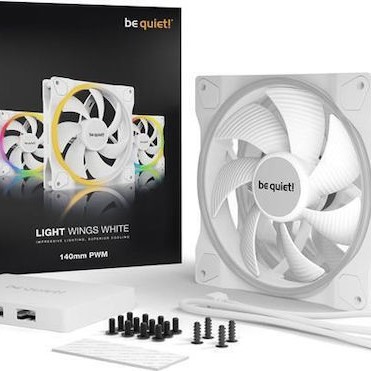 Be Quiet Light Wings High Speed Case Fan 140mm με Λευκό Φωτισμό και Σύνδεση 4-Pin PWM 3τμχ Λευκό