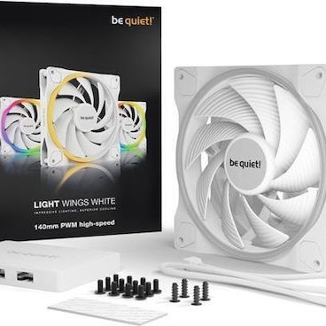 Be Quiet Light Wings Case Fan 140mm με ARGB Φωτισμό και Σύνδεση 4-Pin PWM 3τμχ Λευκό