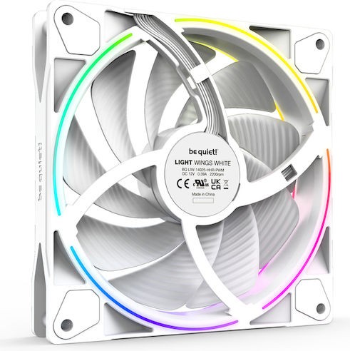 Be Quiet Light Wings Case Fan 140mm με ARGB Φωτισμό και Σύνδεση 4-Pin PWM 3τμχ Λευκό