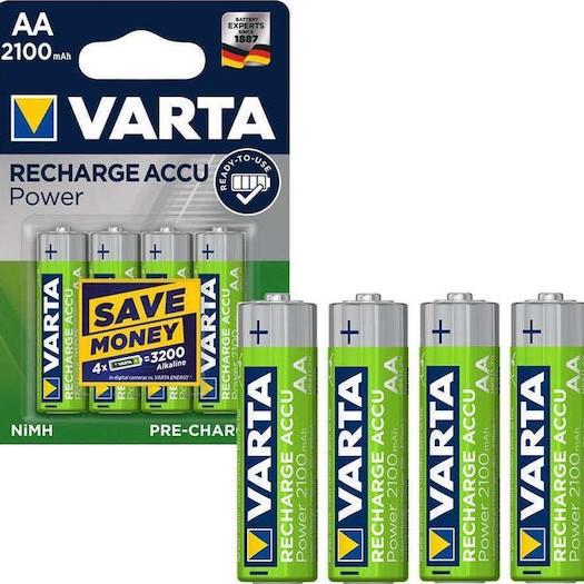 Varta Recharge Accu Power Επαναφορτιζόμενες Μπαταρίες AA Ni-MH 2100mAh 1.2V 4τμχ