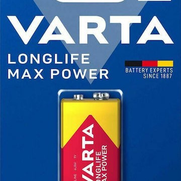 Varta Longlife Max Power Αλκαλική Μπαταρία 9V 1τμχ