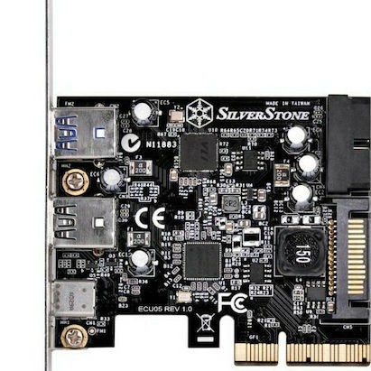 Silverstone Κάρτα PCIe σε 2 θύρες USB 3.0 και 1 θύρα USB 3.1 Type-C