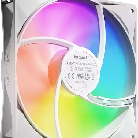Be Quiet Light Wings LX HS Case Fan 140mm με ARGB Φωτισμό και Σύνδεση 3-Pin / 4-Pin PWM 3τμχ Λευκό