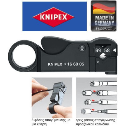 Knipex Περιστροφικός Απογυμνωτής Ομοαξονικών Καλωδίων με Μήκος 105mm
