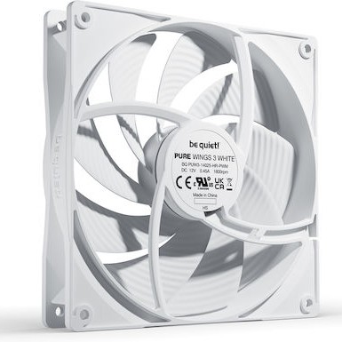 Be Quiet Pure Wings 3 Case Fan 140mm με Σύνδεση 4-Pin PWM Λευκό