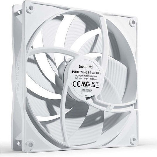Be Quiet Pure Wings 3 Case Fan 140mm με Σύνδεση 4-Pin PWM Λευκό