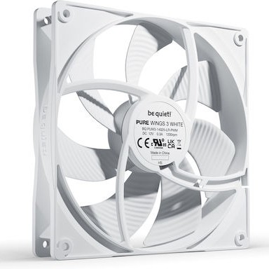Be Quiet Pure Wings 3 Case Fan 140mm με Σύνδεση 4-Pin PWM Λευκό