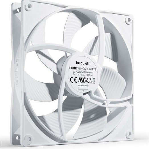 Be Quiet Pure Wings 3 Case Fan 140mm με Σύνδεση 4-Pin PWM Λευκό