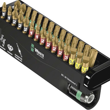 Wera Σετ 30 Μύτες Κατσαβιδιού Torx / Ίσιο / Σταυρός Σετ Μύτες Βιδώματος Diamond 1