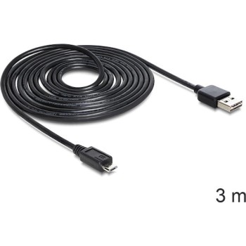 DeLock Regular USB 2.0 to micro USB Cable Μαύρο 3m (83368)