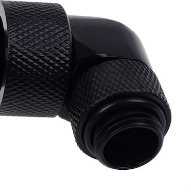 Alphacool Icicle 16 / 10mm Screw-on Spout 90 Degrees Rotatable G1 / 4 Deep Black