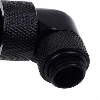 Alphacool Icicle 16 / 10mm Screw-on Spout 90 Degrees Rotatable G1 / 4 Deep Black