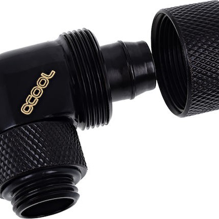 Alphacool Icicle 16 / 10mm Screw-on Spout 90 Degrees Rotatable G1 / 4 Deep Black