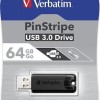 Verbatim PinStripe 64GB USB 3.0 Stick Μαύρο