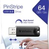 Verbatim PinStripe 64GB USB 3.0 Stick Μαύρο